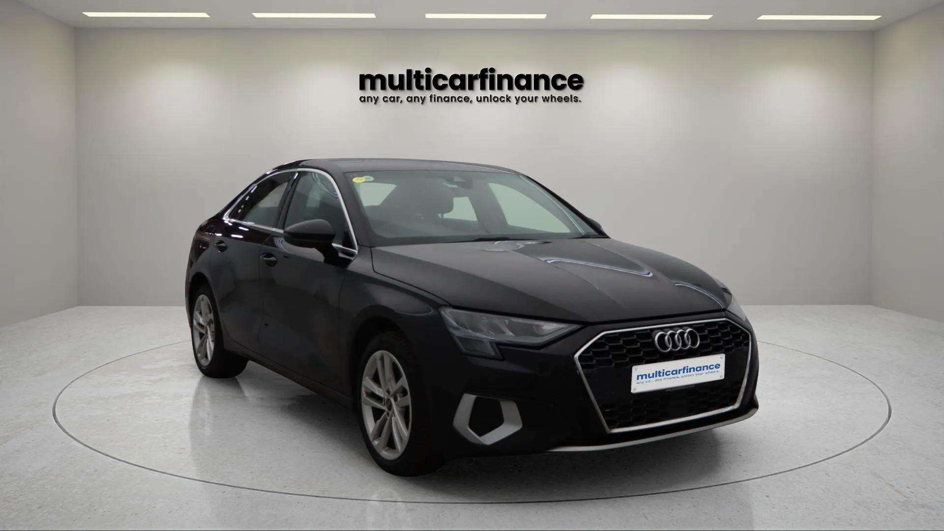 Audi A3 Saloon, a sleek and sophisticated luxury sedan with a modern design, advanced technology, and efficient performance, available at Multi Car Finance with flexible PCP and HP finance options.