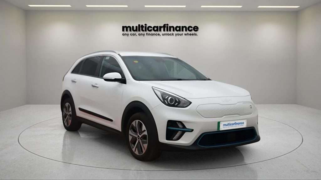 A 2022 Kia e-Niro electric crossover in a sleek finish, available on PCP and HP finance at MultiCar Finance, showcasing its modern design and electric performance.