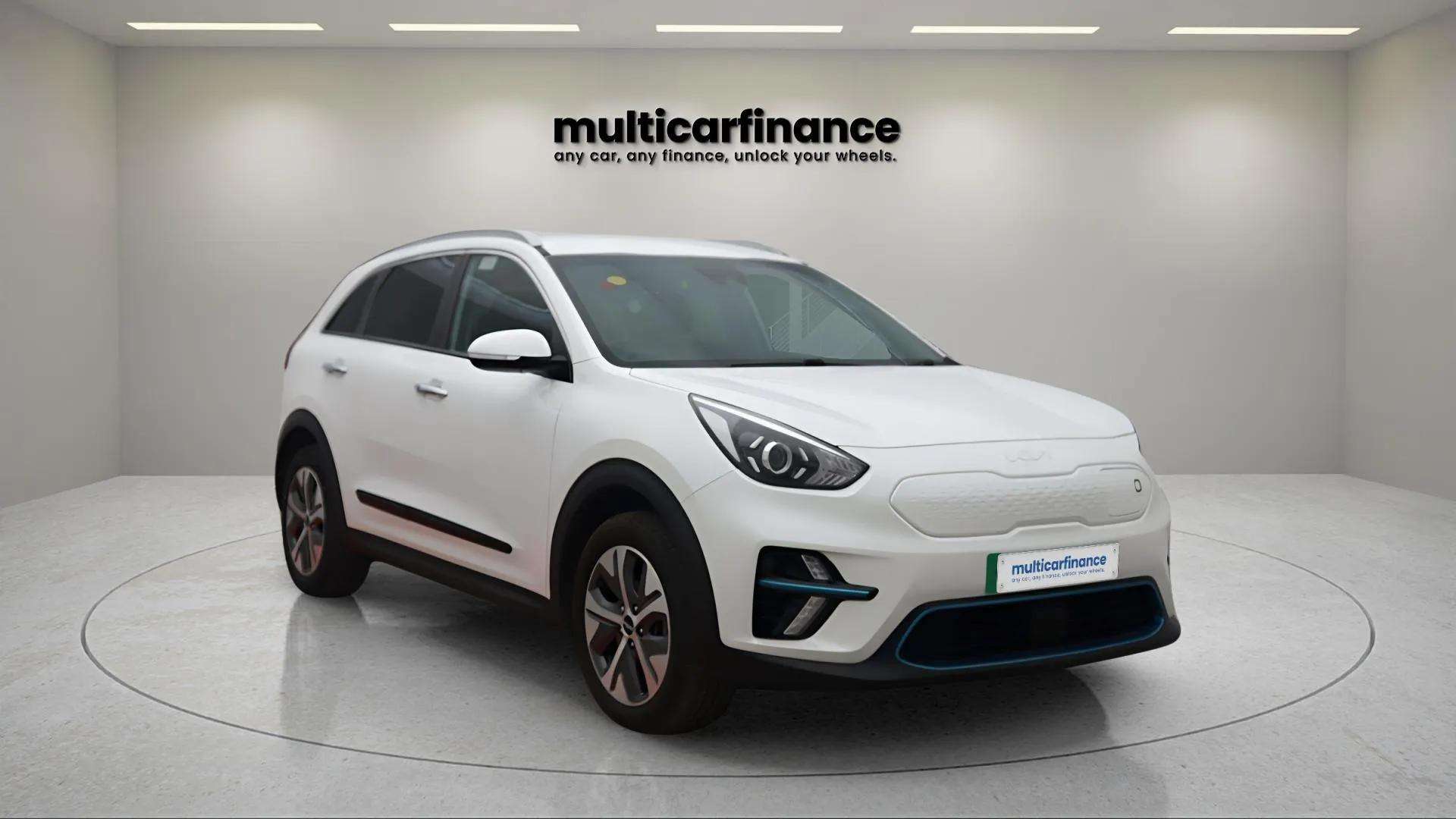 A 2022 Kia e-Niro electric crossover in a sleek finish, available on PCP and HP finance at MultiCar Finance, showcasing its modern design and electric performance.