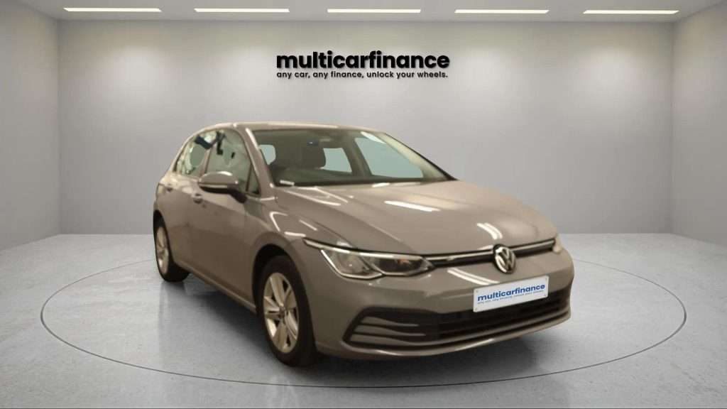 A grey 2022 Volkswagen Golf diesel hatchback with manual transmission, available on PCP and HP finance at MultiCar Finance, showcasing its sleek design and versatile appeal.